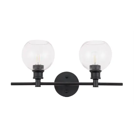 Collier 2 light Black and Clear glass Wall sconce {3}