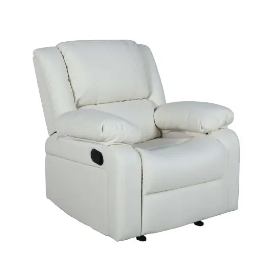Emma and Oliver Recliner with Bustle Back and Padded Arms Cream Faux Leather {1}