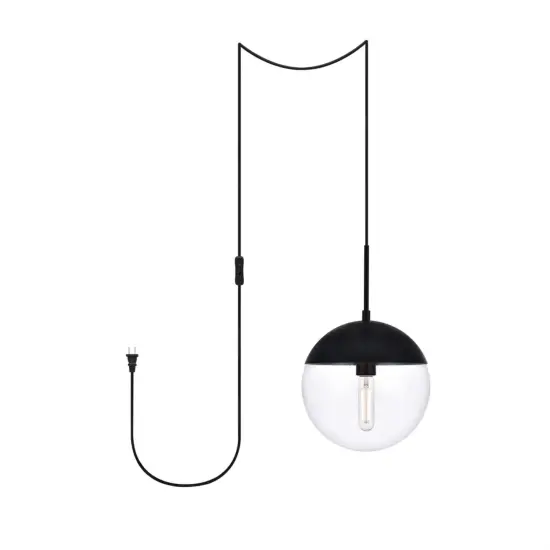 Eclipse 1 Light Black plug in pendant With Clear Glass {1}