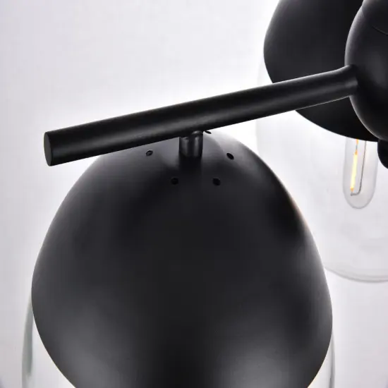 Eclipse 3 Lights Black Pendant With Clear Glass {6}