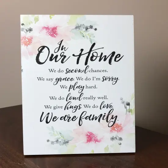 Dexsa Lela & Ollie in Our Home 6" x 9" Wood Plaque with Easel {1}