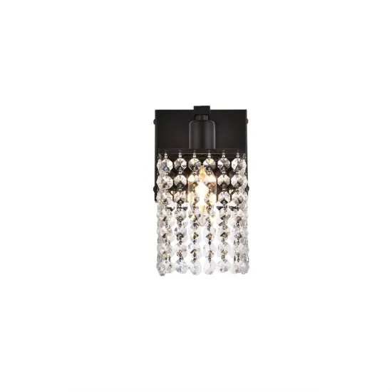 Phineas 1 light bath sconce in black with clear crystals {3}