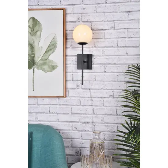 Neri 1 light black and white glass wall sconce {2}