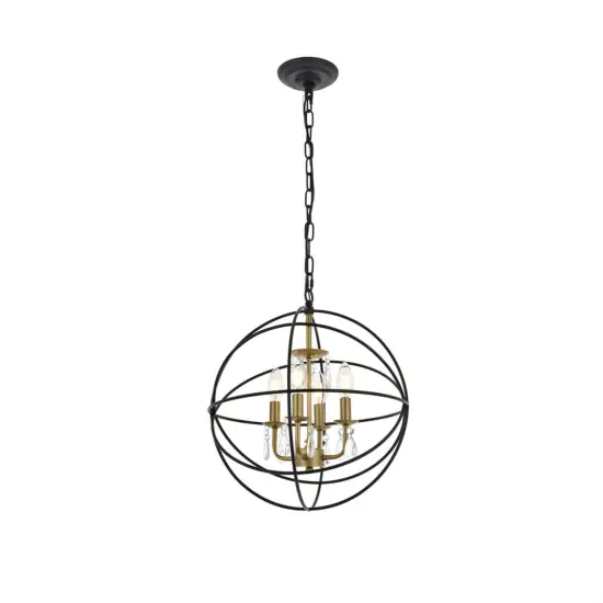 Wallace 4 light Matte Black and Brass Pendant {4}