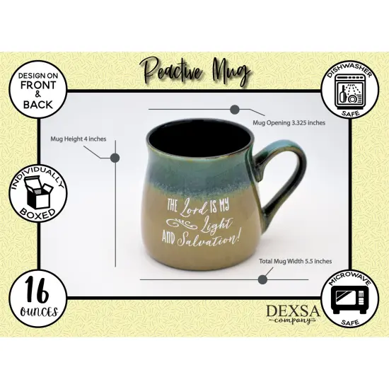 Dexsa Lord Coffee Tea Soup Ceramic Mug | The Lord is my light and salvation! | 16 ounce Designer Mug with Inspiring Sentiment | Elegant Pottery Look {5}