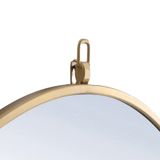 Metal frame Round Mirror with decorative hook 28 inch Brass finish {6}