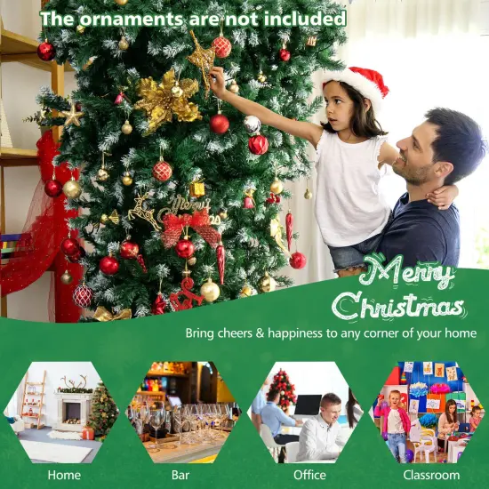 7.5 Feet Pre-Lit Snowy Upside Down Christmas Tree 1100 Tips {2}