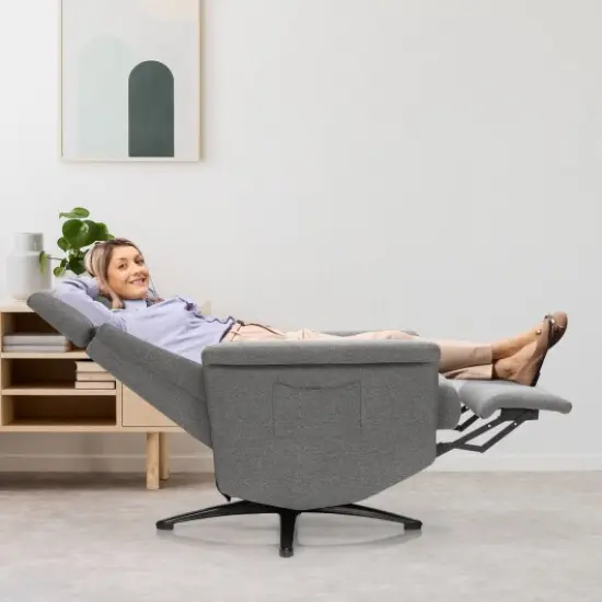 Swivel Massage Recliner Single Sofa with Adjustable Headrest-Gray {2}