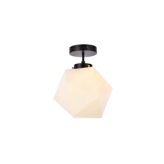 Lawrence 1 light black and white glass flush mount {1}