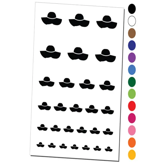 Ladies Hat Temporary Tattoo Water Resistant Fake Body Art Set Collection White {1}