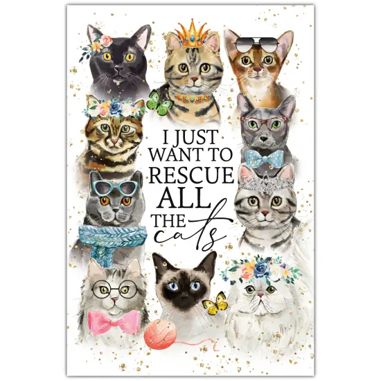 Dexsa I Just Want To Rescue The Cats New Horizons Wood Plaque with Easel and Hook 6" x 9" {1}