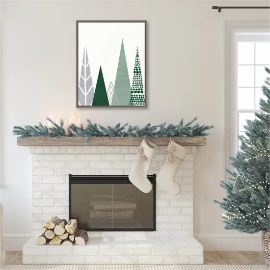 Geometric Forest III Green Gray by Michael Mullan Canvas Art Framed {6}