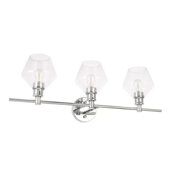 Gene 3 light Chrome and Clear glass Wall sconce {5}