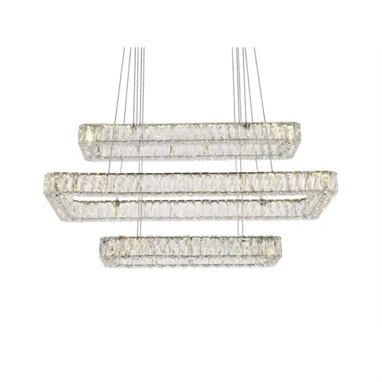 Monroe 42 inch LED triple rectangle pendant in chrome {3}