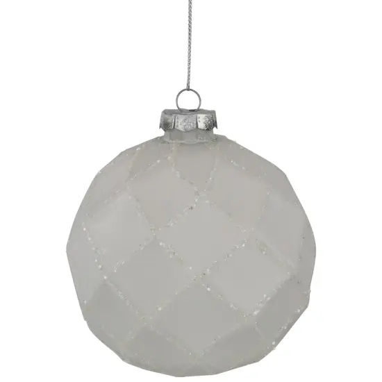 Northlight Glittered Christmas Glass Ball Ornaments - 3.75" (95mm) - White - 4ct {1}