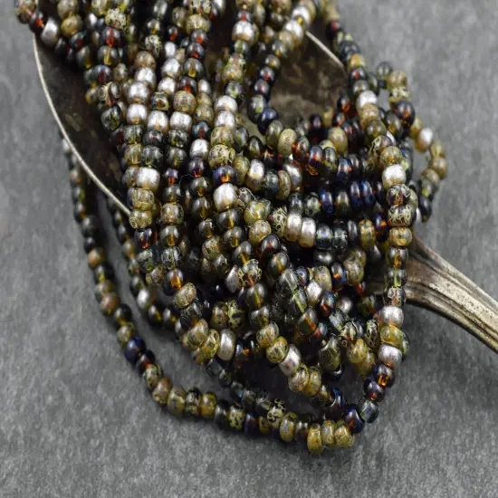 6/0 Aged Honeycomb Picasso Mix Seed Beads (20" Strand) {2}