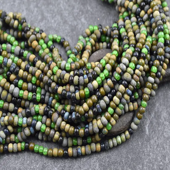 6/0 Aged Matte Neptune Striped Picasso Seed Bead Mix (18" Strand) {4}