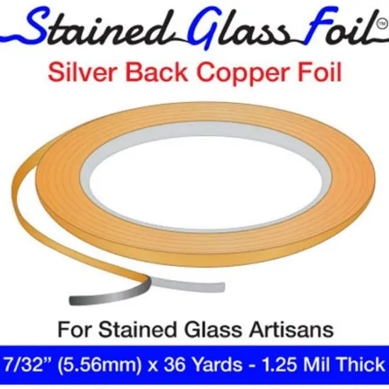 Stained Glass Foil Brand 7/32" Copper Foil - Silver Back - 1.25 Mil. Thick {4}