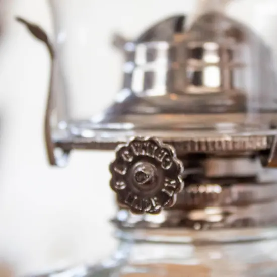 Rayo Chamber Oil Lamp, Portable with Finger Hold, Glass Font and Chimney, 12 in Tall {7}