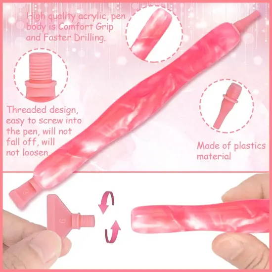 5D Diamond Painting Drill Pen, Rhinestone Gem Picker Tool Kit for Adults & Nail Art Hot pink {4}