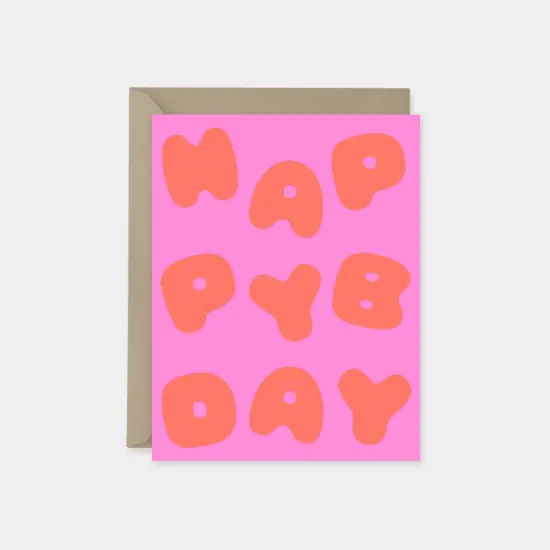 "Happy Birthday" Pink Puffy Letters Card {1}