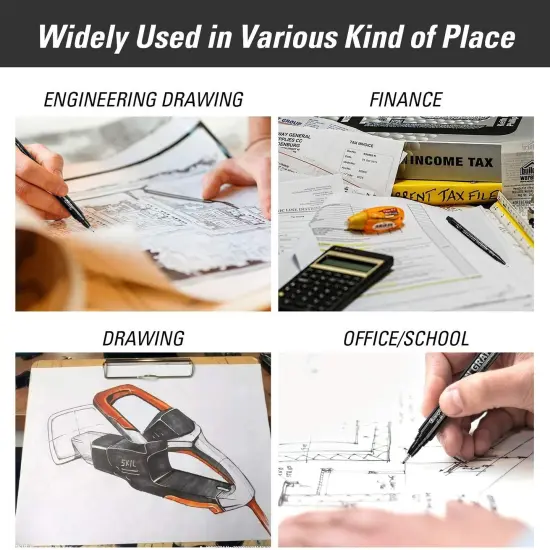 12 Size Black Micro-Pen Fineliner Ink Pens, Waterproof Archival Ink Fine Point Micro Drawing Pens for Art Watercolor, Sketching, Multiliner, Anime {4}