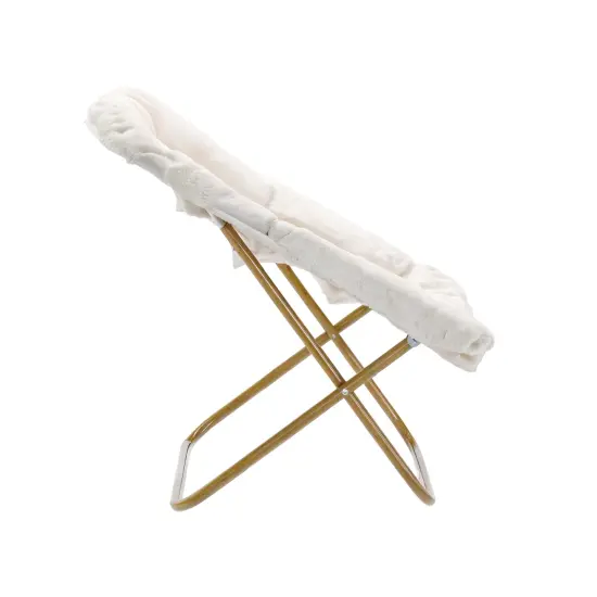 Emma and Oliver Aisling Oversized Folding Saucer Chair and Ottoman for Dorm, Bedroom AquaFabric/SoftGold {11}