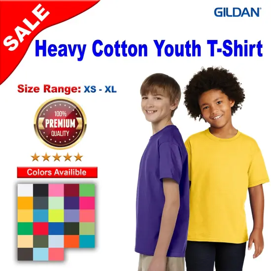 Gildan&reg; Heavy Cotton Youth Crewneck Short Sleeve T-Shirt - 5000B Sky {4}