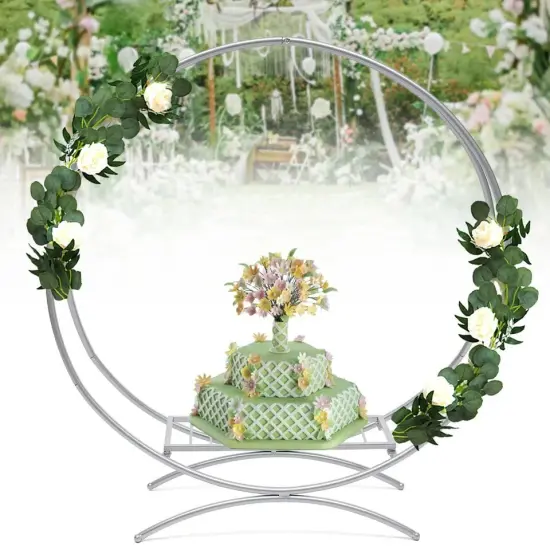 Round Arch Rack Cake Flower Stand Wedding Garden Party Backdrop Metal Stand {3}