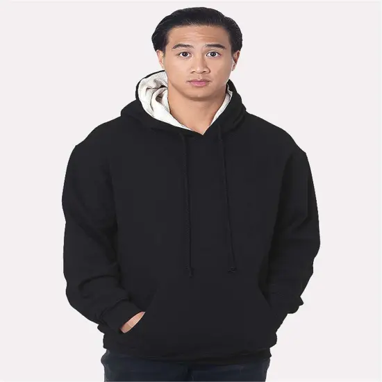 Bayside&reg; Super Heavy Thermal Lined Hooded Sweatshirt Black/ Cream {1}