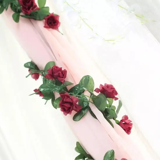 6 ft 3D Burgundy Chain SILK ROSES Garland Wedding Flowers Bouquets {1}
