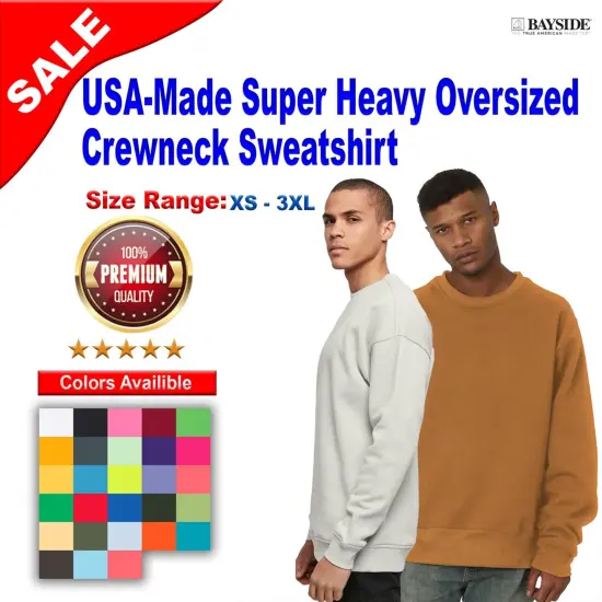 Bayside&reg; Super Heavy Oversized Crewneck Sweatshirt Black {2}