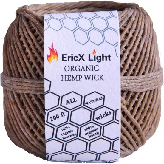 Organic Hemp Wick,200 FT Spool,Well Coated with Beeswax,Standard Size(1.0Mm) {1}