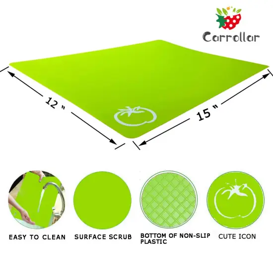 4 Pieces Flexible Plastic Cutting Board Mats, Colored Mats With Food Icons, Gripped Back, Cutting board {6}