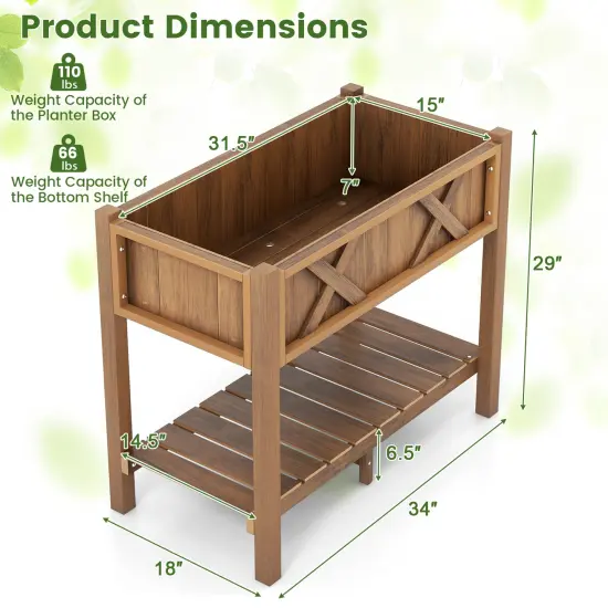 Elevated Planter Box with Drainage Poly Wood Raised Garden Bed for Vegetables and Herbs Coffee {5}