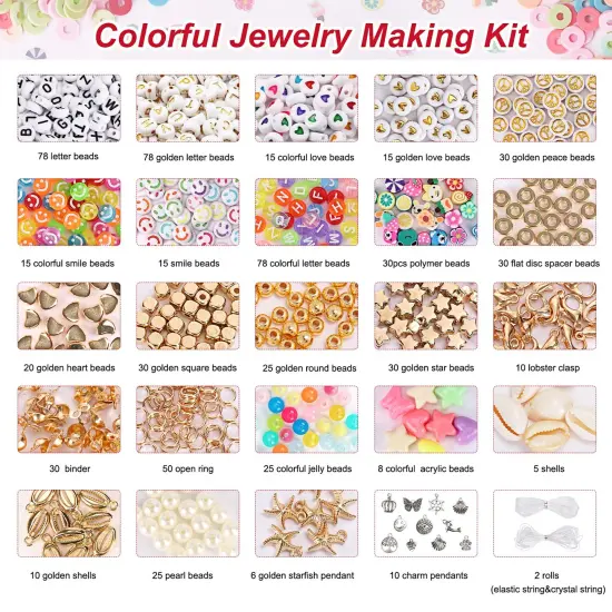 9870 Pieces, Clay Beads for Bracelet Making Kit, 92 Colors Flat Heishi Beads for DIY Crafts Necklace Jewelry Making Gifts {6}