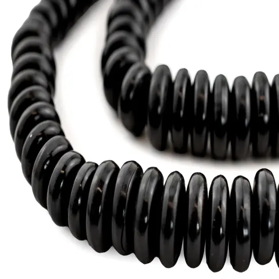 The Bead Chest Black Horn Disk Beads (Graduated) {1}
