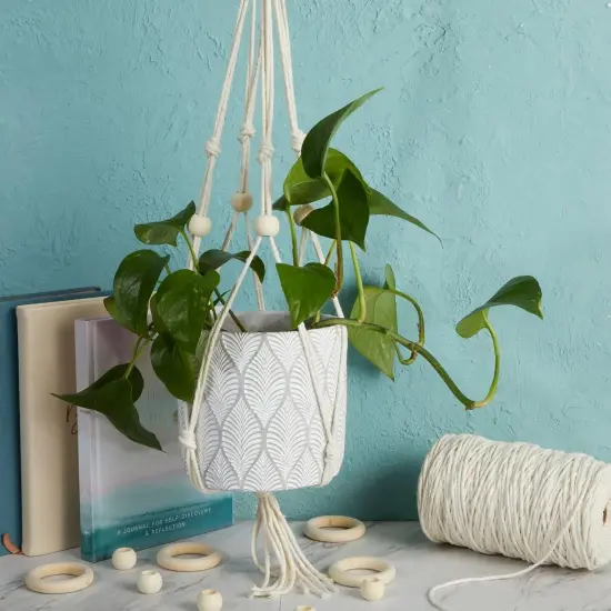 Set of 50 Wooden Beads and 30 Wood Rings for Macrame, DIY Pendant Connectors, Wall Hanging Craft (Rings 2.2 In/Beads 20Mm) {2}