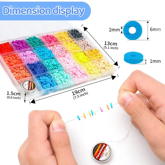 6000+ Pieces Multicolor for Jewelry Making, Heishi Beads, Elastic Strings, Clay Beads for Bracelets Making - Perfect Crafts Gift Set. {6}
