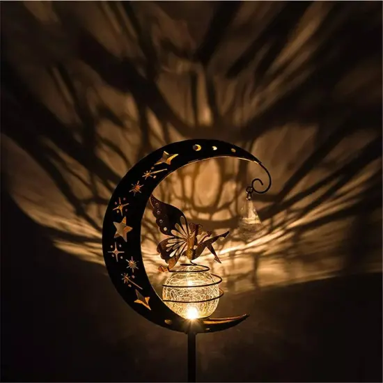 Solar Garden LED Lights Outdoor Metal Decorative Stake Light Crackle Glass Globe {3}