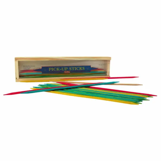 Schylling Pick Up Sticks Game for Classic Family Fun, Packaged in Wood Storage Box with Sliding Lid, Ages 7 and Up, 10" {1}