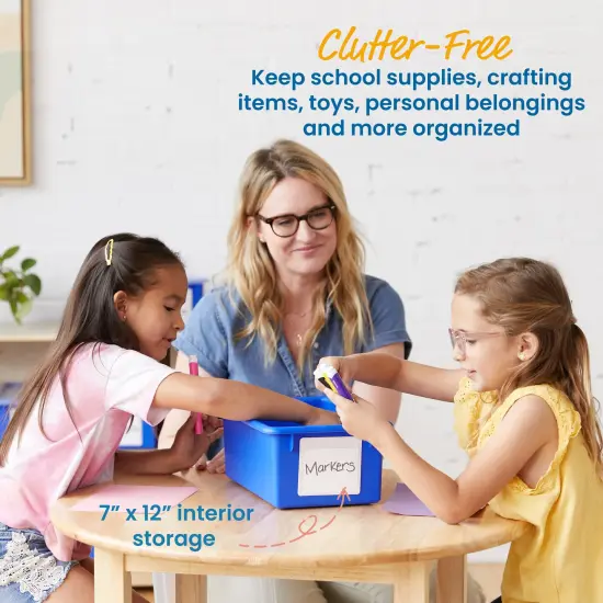 Cubby Storage Bin with Lid, Multipurpose Organization, 10-Pack Blue {3}