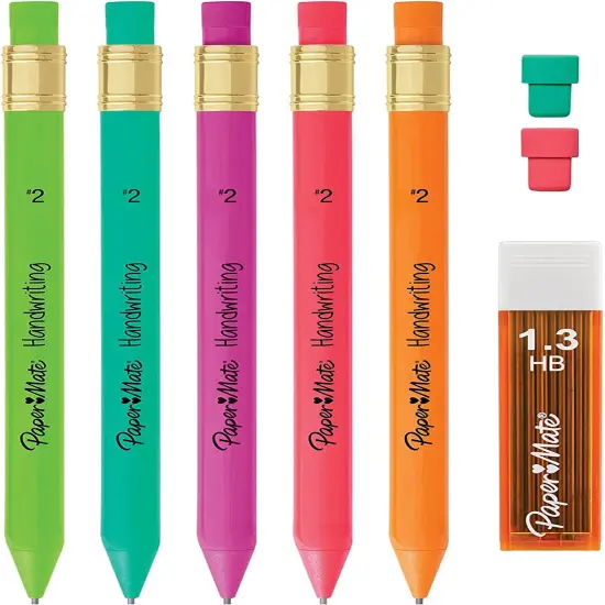 Handwriting Triangular Mechanical Pencil Set with Lead & Eraser Refills, 1.3Mm, School Supplies, Office Supplies, Sketching Pencils, Drafting Pencil, Fun Barrel Colors, 8 Count {3}