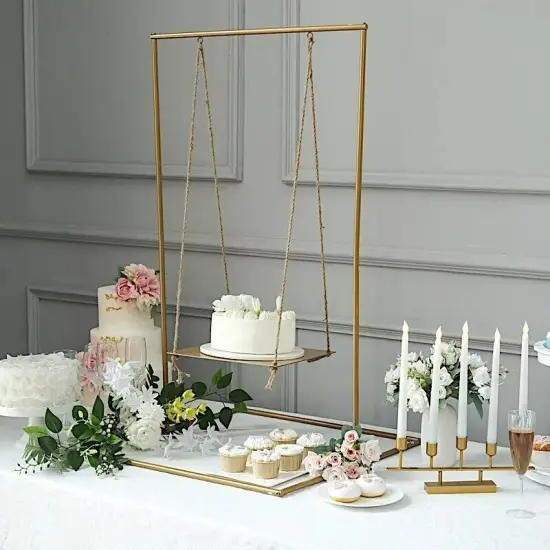 3 feet Gold Metal Swing CAKE STAND Hanging Dessert Display Centerpiece Party {3}
