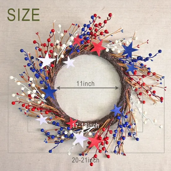 20" Patriotic Wreath with Lights {5}