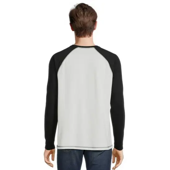 Bayside&reg; USA made Heavyweight Waffle Knit Thermal Raglan T-Shirt Black/ Dark Grey {7}