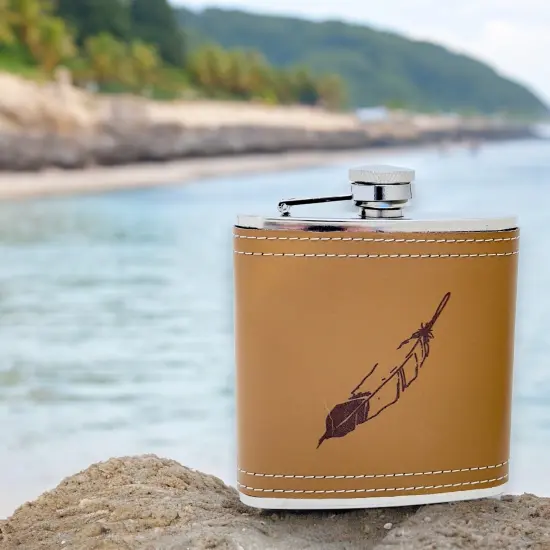 6oz Feather Leather Flask {3}