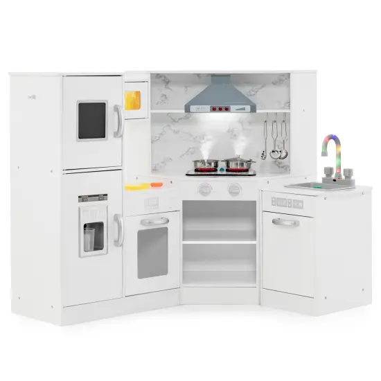 Kids Corner Pretend Kitchen Playset With Separated Washing Basin White {2}