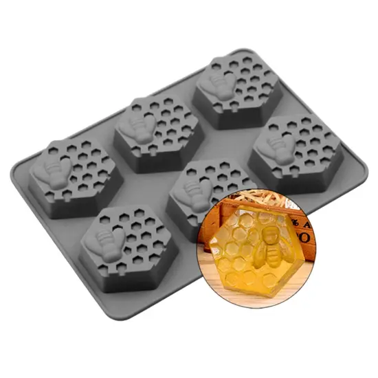 2 Pieces 3D Bee Silicone Soap Molds, Hexagonal Honeycomb Silicone Molds for Homemade Soaps Chocolate Jelly Cake Making {5}