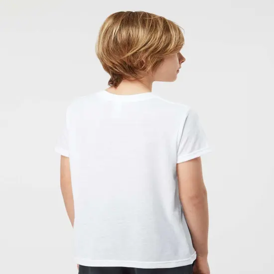 Tultex&reg; Youth Crew neck Short Sleeve Poly Rich T-Shirt Heather Purple {7}